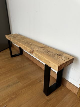 banco madera maciza y metal nordico