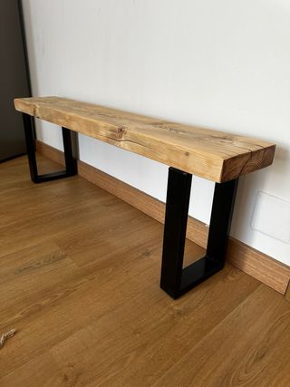 banco madera maciza y metal nordico