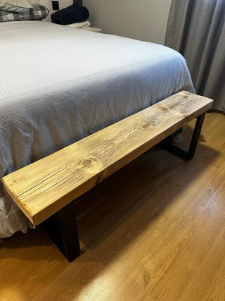 banco madera maciza y metal nordico