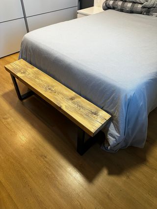 banco madera maciza y metal nordico