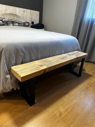 banco madera maciza y metal nordico