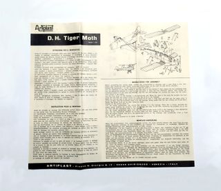 Kit modellismo Artiplast D.H. Tiger Moth scala1/50