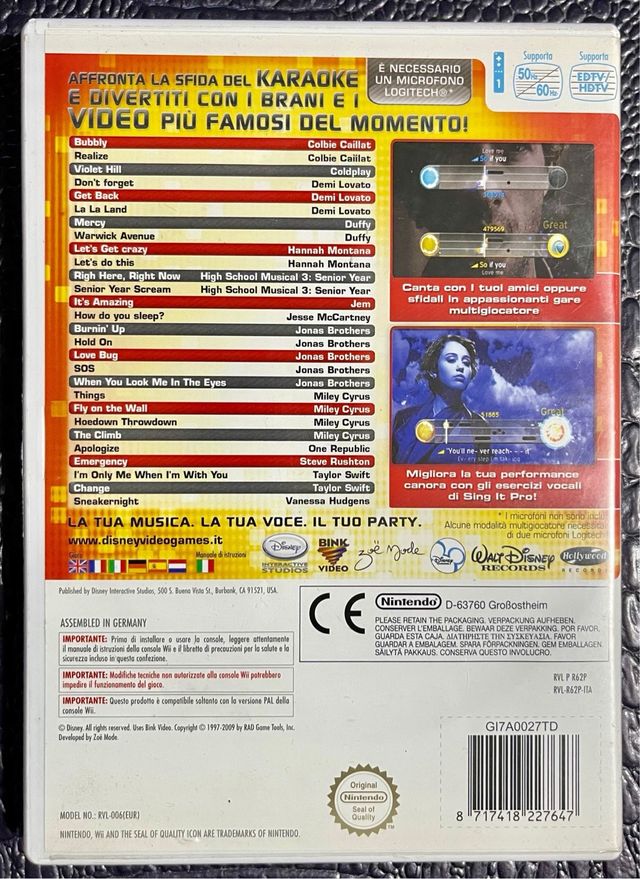 Giovo Nintendo Wii - Disney SING IT pop hits