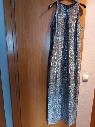 VESTIDO PLATEADO FIESTA
