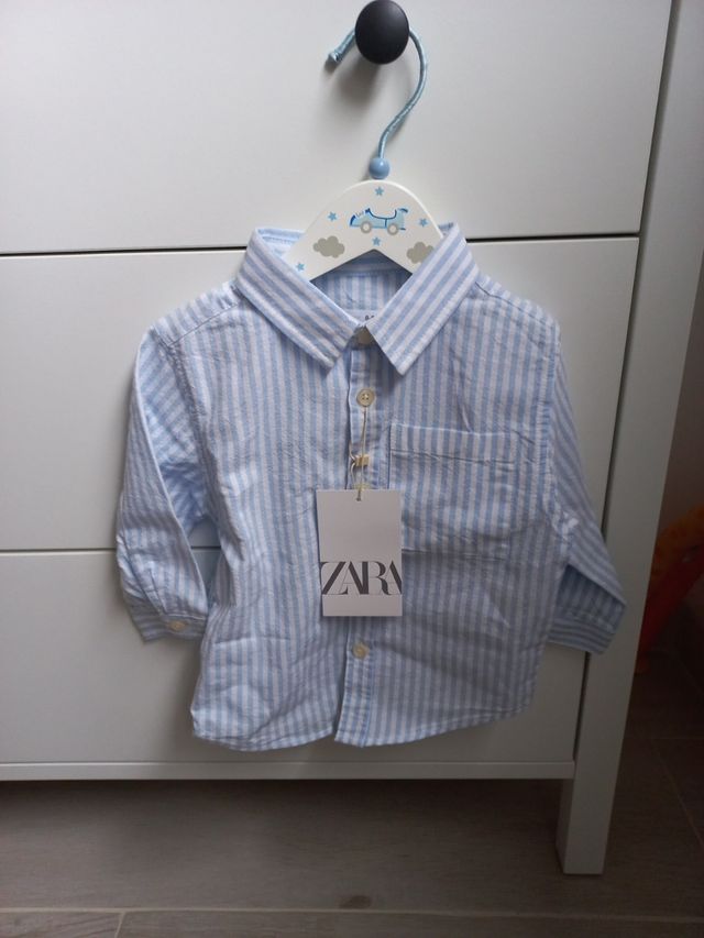Camisa rayas azul y blancas de bebé