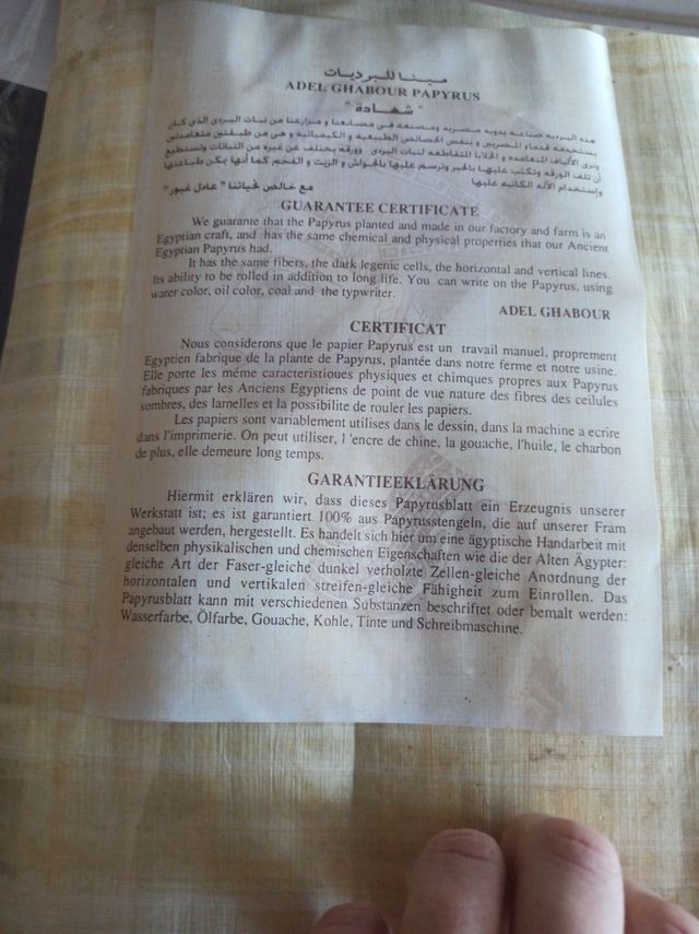 Papiro egiziano originale