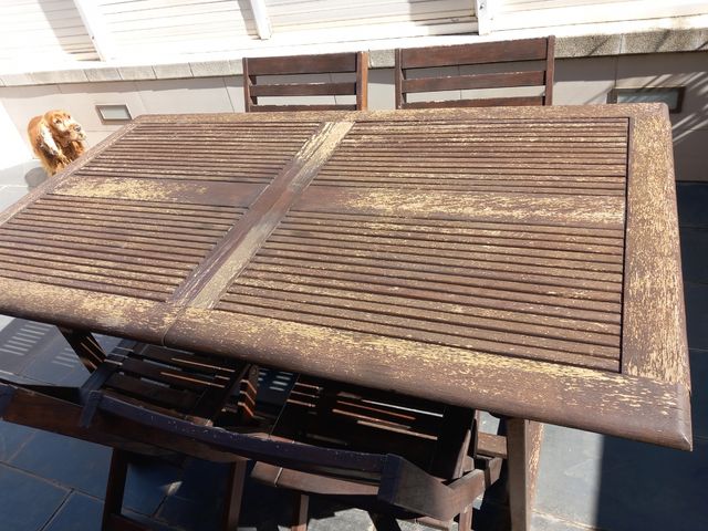 Conjunto de Mesa exterior madera maciza y sillas