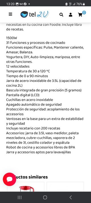 Robot cocina taurus 31 funciones NUEVO PRECINTADO 