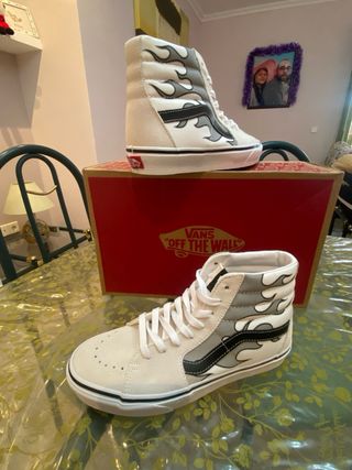 Vans altas de piel SK8-Hi Beige y gris
