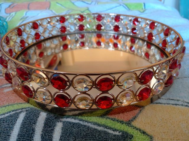 Bandeja redonda de decoración con 2 Portavelas