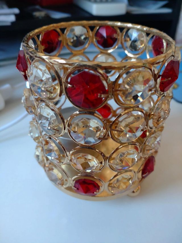 Bandeja redonda de decoración con 2 Portavelas