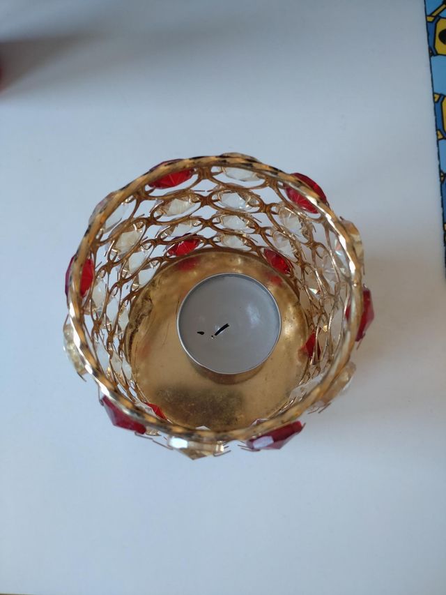 Bandeja redonda de decoración con 2 Portavelas