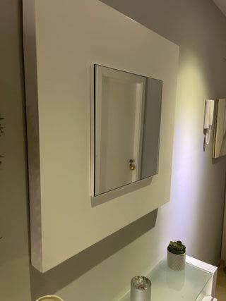 mueble recibidor blanco lacado con espejo