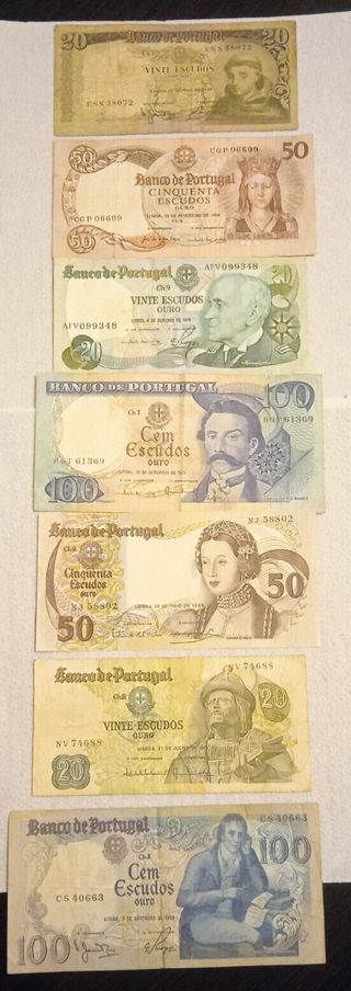 LOTE de 7 billetes PORTUGAL