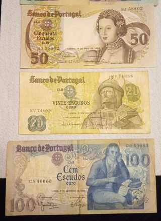 LOTE de 7 billetes PORTUGAL