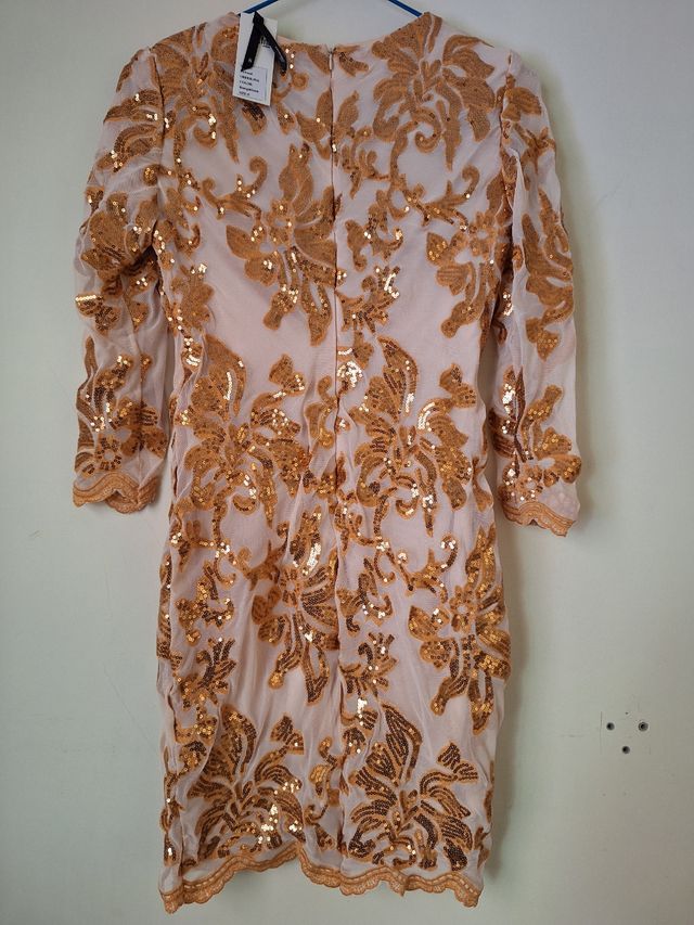 Vestido lentejuelas dorado. Talla S