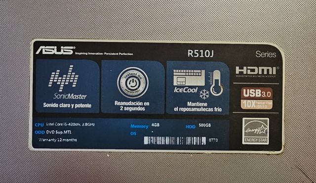 Portatil ASUS R510J