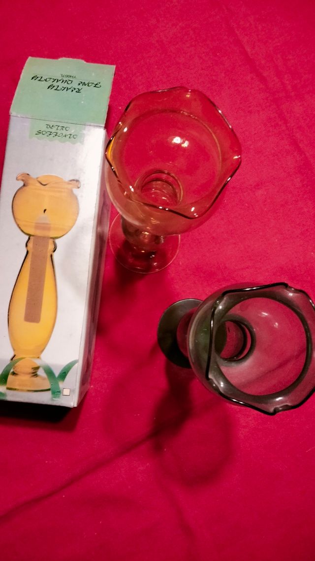 Porta candela in vetro soffiato