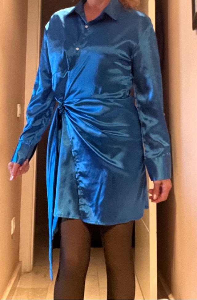 Vestido camisero acetinado tallaM