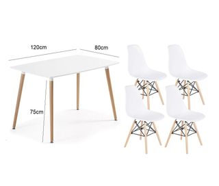 Mesa con Sillas nordicas blancas
