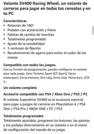 Volante PS3 PS4 Xbox PC - SV 400