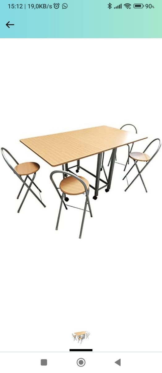 Mesa abatible con sillas