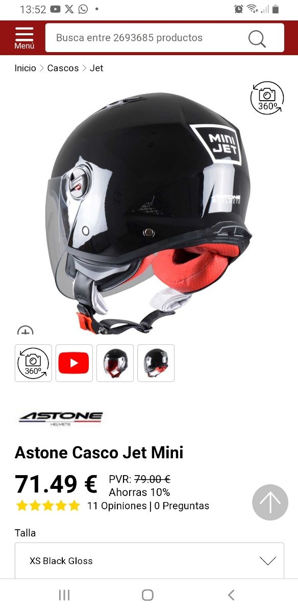 CASCO MOTO NUEVO,MINI JET PRECIO EN TIENDA 71€