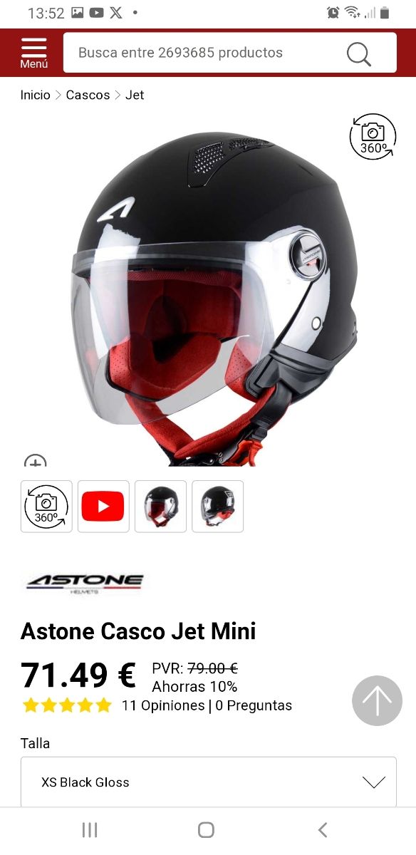 CASCO MOTO NUEVO,MINI JET PRECIO EN TIENDA 71€