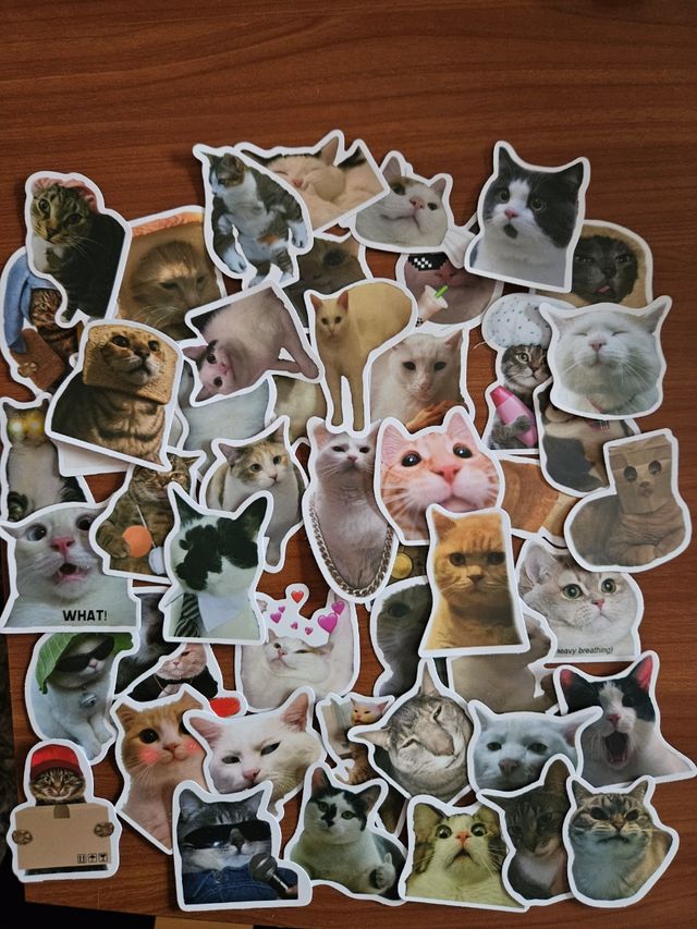 50 Stickers Impermeáveis Gatos