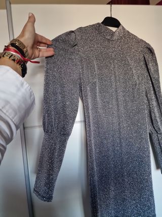 Vestido plata fiesta navidad