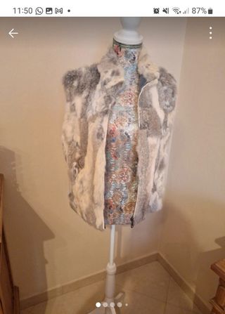 chaleco de piel de conejo sin mangas