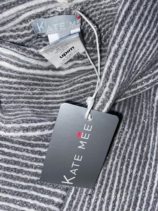 Poncho a righe con frange /nuovo con etichetta