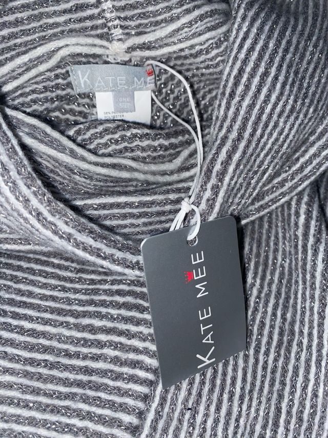 Poncho a righe con frange /nuovo con etichetta