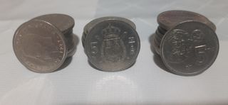Lote de 30 monedas de 5 pesetas del rey