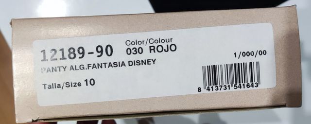 Panty niña rojo Fantasía Disney
