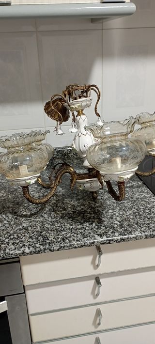 Lámpara techo bronce porcelana