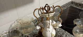 Lámpara techo bronce porcelana