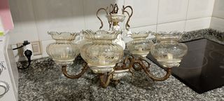Lámpara techo bronce porcelana