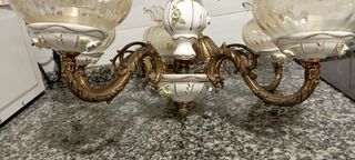 Lámpara techo bronce porcelana
