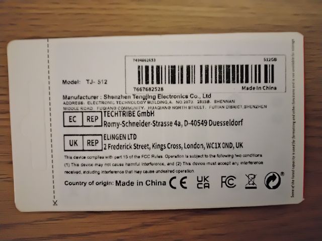 TARJETA DE MEMORIA 512 GBYTES