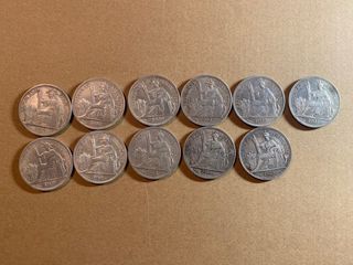 11 monedas de plata francesa -PIASTRE DE COMMERCE