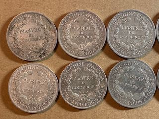 11 monedas de plata francesa -PIASTRE DE COMMERCE