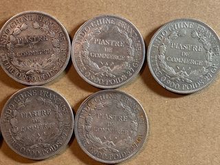 11 monedas de plata francesa -PIASTRE DE COMMERCE