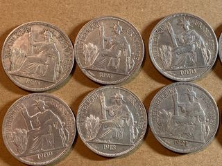 11 monedas de plata francesa -PIASTRE DE COMMERCE