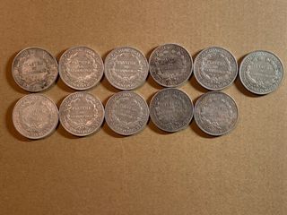 11 monedas de plata francesa -PIASTRE DE COMMERCE