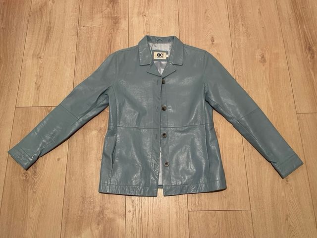 Cazadora cuero azul mujer talla L