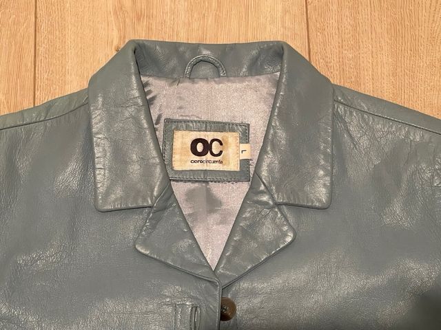 Cazadora cuero azul mujer talla L