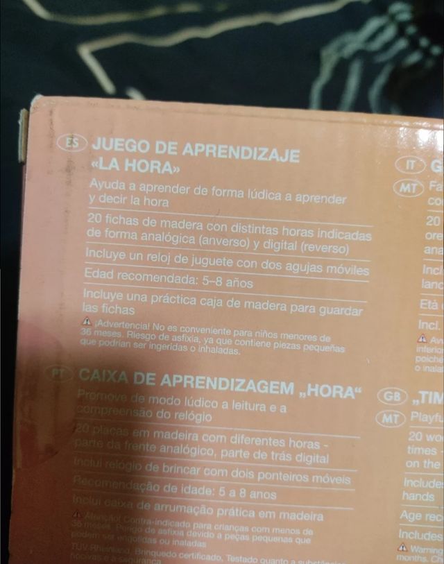 Juego de aprendizaje la hora