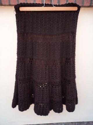 Falda de punto marron