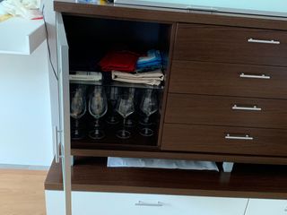 Módulo de comedor madera maciza Roble y cristal